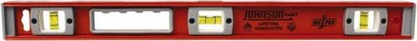 Johnson Level & Tool - Magnetic 24" Long 3 Vial I-Beam Level - Aluminum, Black, 2 Plumb & 1 Level Vials - Exact Tool & Supply