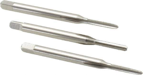 Cleveland - #2-56 UNC, 3 Flute, Bottoming, Plug & Taper, Bright Finish, High Speed Steel Tap Set - Right Hand Cut, 44.45mm OAL, 0.44" Thread Length - Exact Tool & Supply