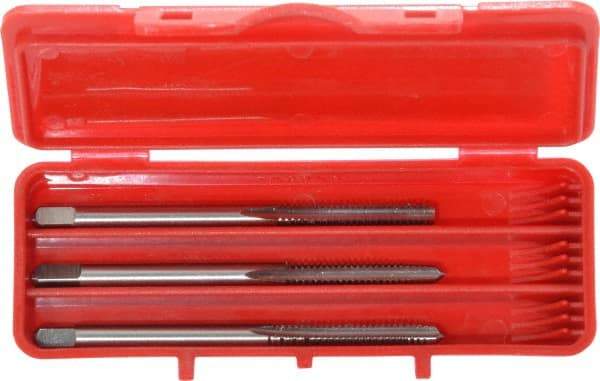 Cleveland - #6-32 UNC, 3 Flute, Bottoming, Plug & Taper, Bright Finish, High Speed Steel Tap Set - Right Hand Cut, 50.8mm OAL, 0.38" Thread Length - Exact Tool & Supply