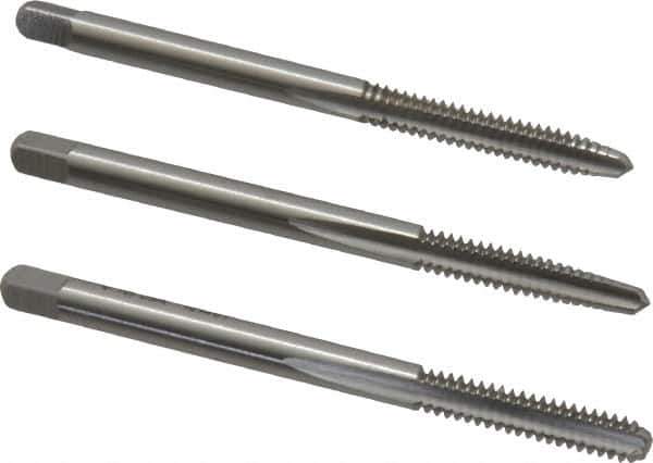 Cleveland - #6-32 UNC, 3 Flute, Bottoming, Plug & Taper, Bright Finish, High Speed Steel Tap Set - Right Hand Cut, 50.8mm OAL, 0.38" Thread Length - Exact Tool & Supply