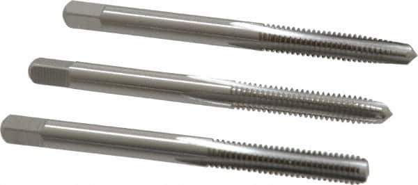 Cleveland - #8-32 UNC, 4 Flute, Bottoming, Plug & Taper, Bright Finish, High Speed Steel Tap Set - Right Hand Cut, 2-1/8" OAL, 0.38" Thread Length - Exact Tool & Supply