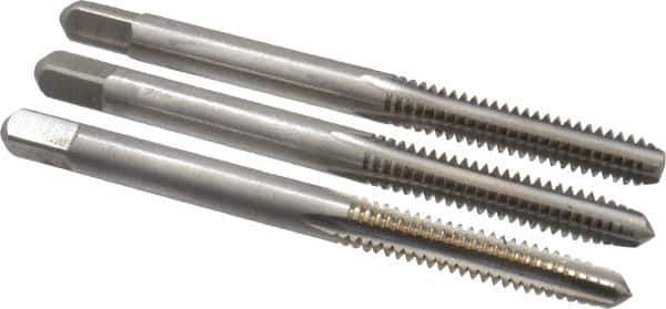 Cleveland - #10-24 UNC, 4 Flute, Bottoming, Plug & Taper, Bright Finish, High Speed Steel Tap Set - Right Hand Cut, 2-3/8" OAL, 1/2" Thread Length - Exact Tool & Supply