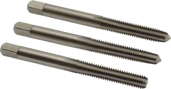 Cleveland - #12-28 UNF, 4 Flute, Bottoming, Plug & Taper, Bright Finish, High Speed Steel Tap Set - Right Hand Cut, 2-3/8" OAL, 1/2" Thread Length - Exact Tool & Supply
