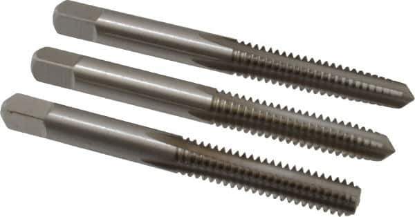 Cleveland - 1/4-20 UNC, 4 Flute, Bottoming, Plug & Taper, Bright Finish, High Speed Steel Tap Set - Right Hand Cut, 63.5mm OAL, 0.63" Thread Length - Exact Tool & Supply