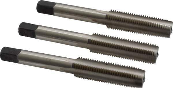 Cleveland - 7/16-20 UNF, 4 Flute, Bottoming, Plug & Taper, Bright Finish, High Speed Steel Tap Set - Right Hand Cut, 3-5/32" OAL, 0.88" Thread Length - Exact Tool & Supply