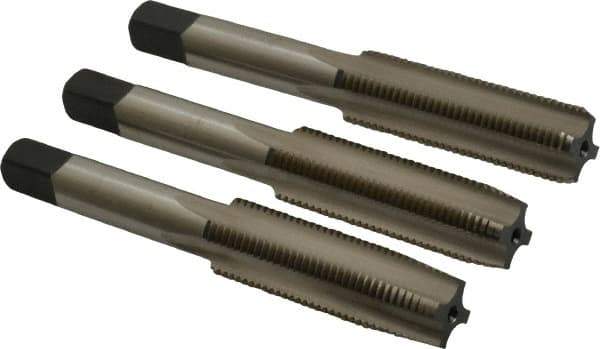 Cleveland - 1/2-20 UNF, 4 Flute, Bottoming, Plug & Taper, Bright Finish, High Speed Steel Tap Set - Right Hand Cut, 3-3/8" OAL, 0.94" Thread Length - Exact Tool & Supply