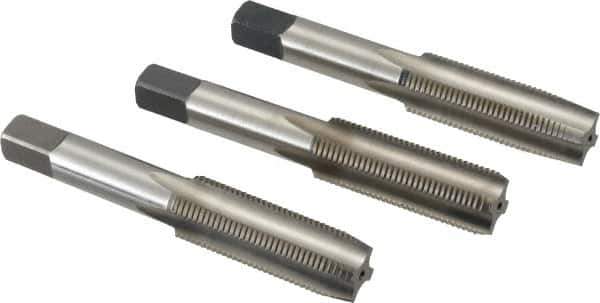 Cleveland - 5/8-18 UNF, 4 Flute, Bottoming, Plug & Taper, Bright Finish, High Speed Steel Tap Set - Right Hand Cut, 3-13/16" OAL, 1.09" Thread Length - Exact Tool & Supply