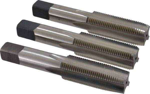 Cleveland - 7/8-14 UNF, 4 Flute, Bottoming, Plug & Taper, Bright Finish, High Speed Steel Tap Set - Right Hand Cut, 4-11/16" OAL, 2.22" Thread Length - Exact Tool & Supply