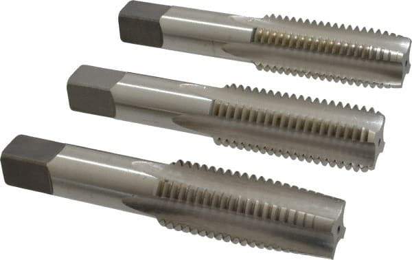 Cleveland - 1-8 UNC, 4 Flute, Bottoming, Plug & Taper, Bright Finish, High Speed Steel Tap Set - Right Hand Cut, 5-1/8" OAL, 2-1/2" Thread Length - Exact Tool & Supply
