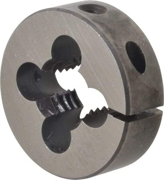 Cle-Line - 9/16-12 UNC Thread, 1-1/2" Outside Diam High Speed Steel Round Die - 1/2" Thick, Right Hand Thread, Adjustable - Exact Tool & Supply