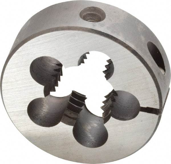 Cle-Line - 5/8-11 UNC Thread, 1-1/2" Outside Diam High Speed Steel Round Die - 1/2" Thick, Right Hand Thread, Adjustable - Exact Tool & Supply
