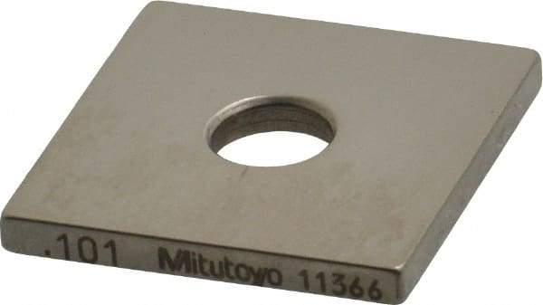 Mitutoyo - 0.101" Square Steel Gage Block - Accuracy Grade 0, Includes Certificate of Inspection - Exact Tool & Supply