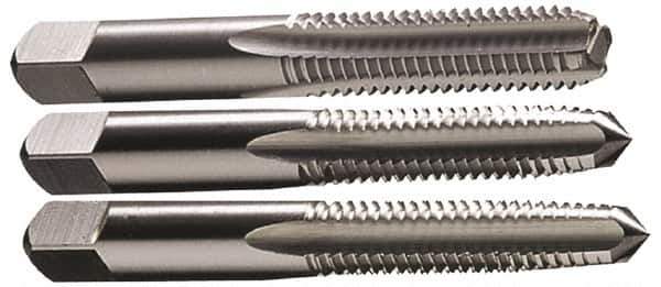 Hertel - #0-80 UNF, 2 Flute, Bottoming, Plug & Taper, Bright Finish, High Speed Steel Tap Set - 1-5/8" OAL, 2B/3B Class of Fit - Exact Tool & Supply