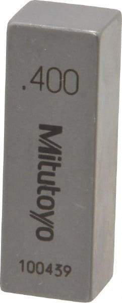 Mitutoyo - 0.4" Rectangular Steel Gage Block - Accuracy Grade AS-1, Includes Certificate of Inspection - Exact Tool & Supply