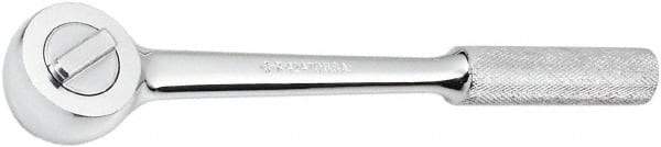 SK - 1/2" Drive Round Head Ratchet - Full Polish Chrome Finish, 10-1/2" OAL, 50 Gear Teeth, Full Polished Knurled Handle, Reversible Head - Exact Tool & Supply