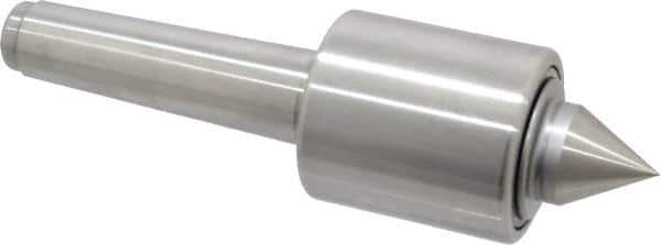 Made in USA - MT4 Taper Shank, 2-1/2" Head Diam 2,890 Lb Capacity Live Center - 2-11/16" Head Length, 1-1/4" Point Diam, 1-1/2" Point Len, 8-5/8" OAL, Standard Point - Exact Tool & Supply