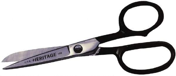 Heritage Cutlery - 2-1/2" LOC, 6" OAL Chrome Plated Standard Shears - Right Hand, Metal Straight Handle, For General Purpose Use - Exact Tool & Supply