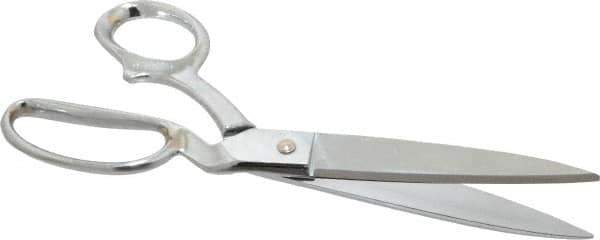 Heritage Cutlery - 4-3/4" LOC, 10" OAL Chrome Plated Standard Shears - Right Hand, Metal Bent Handle, For General Purpose Use - Exact Tool & Supply