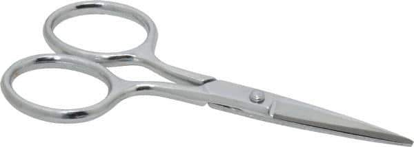Heritage Cutlery - 1-3/8" LOC, 4" OAL Chrome Plated Double Sharp Point Scissors - Right Hand, Metal Straight Handle, For Sewing - Exact Tool & Supply