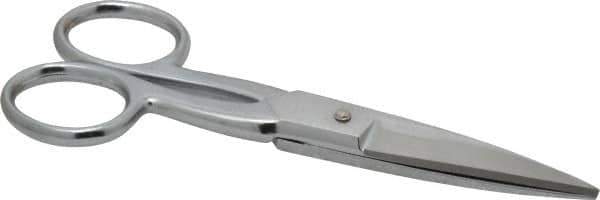 Heritage Cutlery - 2" LOC, 5-1/2" OAL Chrome Plated Double Sharp Point Scissors - Right Hand, Metal Straight Handle, For Sewing - Exact Tool & Supply