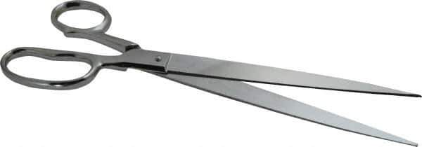 Heritage Cutlery - 7" LOC, 12" OAL Chrome Plated Standard Shears - Right Hand, Metal Straight Handle, For Paper - Exact Tool & Supply
