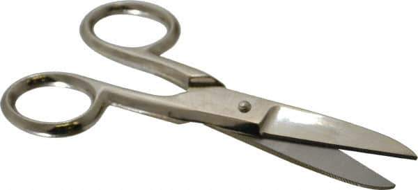 Heritage Cutlery - 1-7/8" LOC, 5-1/4" OAL Carbon Nickel Plated Standard Scissors - Right Hand, Metal Straight Handle, For Electrical - Exact Tool & Supply