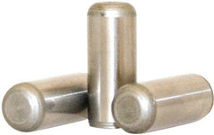 Value Collection - 10mm Diam x 16mm Pin Length 316 Stainless Steel Standard Dowel Pin - Bright Finish, 1 Rounded End - Exact Tool & Supply