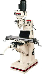 Jet - 7-7/8" Table Width x 35-3/4" Table Length, Step Pulley Control, 1 Phase Knee Milling Machine - R8 Spindle Taper, 1-1/2 hp - Exact Tool & Supply