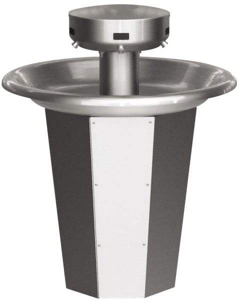 Bradley - Circular, Infrared Sensor, External Drain, 36" Diam, 5 Person Capacity, Stainless Steel, Wash Fountain - 0.5 GPM - Exact Tool & Supply