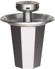 Bradley - Circular, Infrared Sensor, External Drain, 36" Diam, 5 Person Capacity, Stainless Steel, Wash Fountain - 0.5 GPM - Exact Tool & Supply
