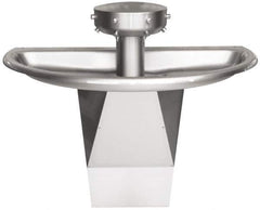 Bradley - Semi-Circular, Infrared Sensor, External Drain, 54" Diam, 4 Person Capacity, Stainless Steel, Wash Fountain - 0.5 GPM - Exact Tool & Supply