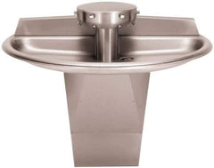 Bradley - Semi-Circular, Foot-Controlled, External Drain, 54" Diam, 4 Person Capacity, Stainless Steel, Wash Fountain - 0.5 GPM - Exact Tool & Supply