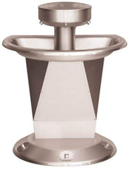Bradley - Semi-Circular, Foot-Controlled, External Drain, 36" Diam, 3 Person Capacity, Stainless Steel, Wash Fountain - 0.5 GPM - Exact Tool & Supply