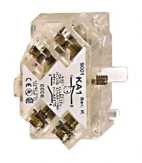 Square D - NO/NC, Multiple Amp Levels, Electrical Switch Contact Block - 125 VAC and 240 VAC, Screw Terminal, 30mm Hole, For Use with 9001K/SK - Exact Tool & Supply