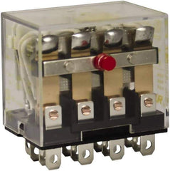 Square D - 1/2 hp at 120 Volt & 3/4 hp at 240 Volt, Electromechanical Plug-in General Purpose Relay - 10 Amp at 250 VAC, 4PDT, 120 VAC at 50/60 Hz - Exact Tool & Supply
