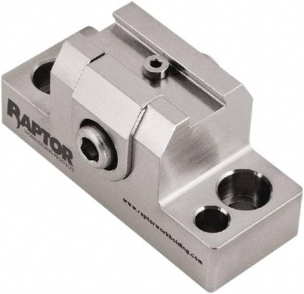 Raptor Workholding - 1-1/4" High x 1" Wide x 2-1/2" Long Dovetail Vise - 3/8" Jaw Opening Capacity, 1/8" High x 1-1/4" Wide Jaw, For 4 & 5 Axis Workholding Systems - Exact Tool & Supply