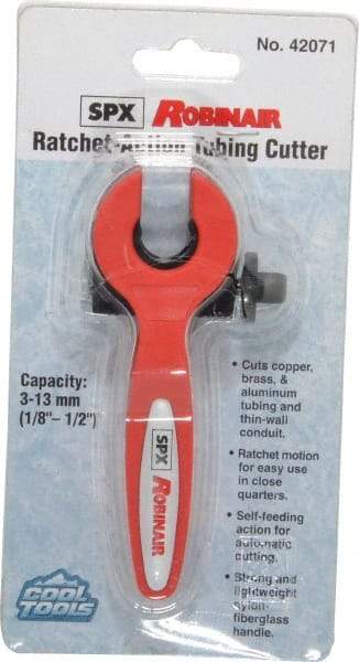 OTC - 1/8" to 1/2" Pipe Capacity, Ratcheting Tube Cutter - Cuts Copper, Aluminum, Stainless Steel, Plastic - Exact Tool & Supply
