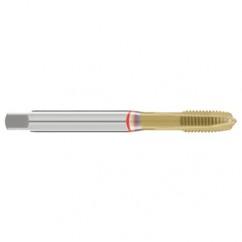 M10x1.0 6H 3-Flute Cobalt Red Ring Spiral Point Plug Tap-TiN - Exact Tool & Supply