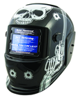 #41282 - Solar Powered Welding Helment; Black with Skull and Pistol Graphics - Exact Tool & Supply