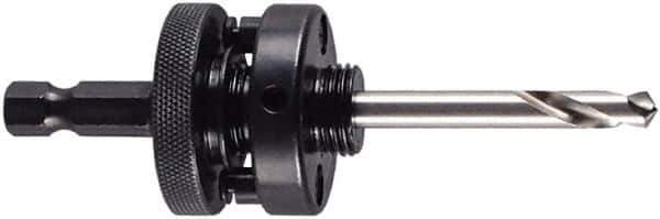 M.K. MORSE - 1-1/4 to 6" Tool Diam Compatibility, Hex Shank, High Speed Steel Integral Pilot Drill, Hole Cutting Tool Arbor - 3/8" Min Chuck, Hex Shank Cross Section, Quick-Change Attachment, For 1-1/4 to 6" Hole Saws - Exact Tool & Supply
