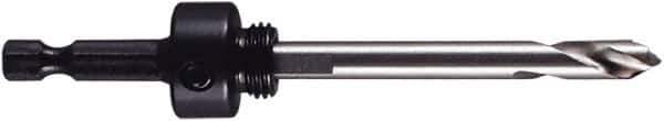 M.K. MORSE - 9/16 to 1-3/16" Tool Diam Compatibility, Hex Shank, High Speed Steel Integral Pilot Drill, Hole Cutting Tool Arbor - 1/4" Min Chuck, Hex Shank Cross Section, Threaded Shank Attachment, For 9/16 to 1-3/16" Hole Saws - Exact Tool & Supply