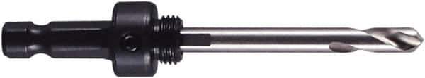 M.K. MORSE - 9/16 to 1-3/16" Tool Diam Compatibility, Hex Shank, High Speed Steel Integral Pilot Drill, Hole Cutting Tool Arbor - 3/8" Min Chuck, Hex Shank Cross Section, Threaded Shank Attachment, For 9/16 to 1-3/16" Hole Saws - Exact Tool & Supply