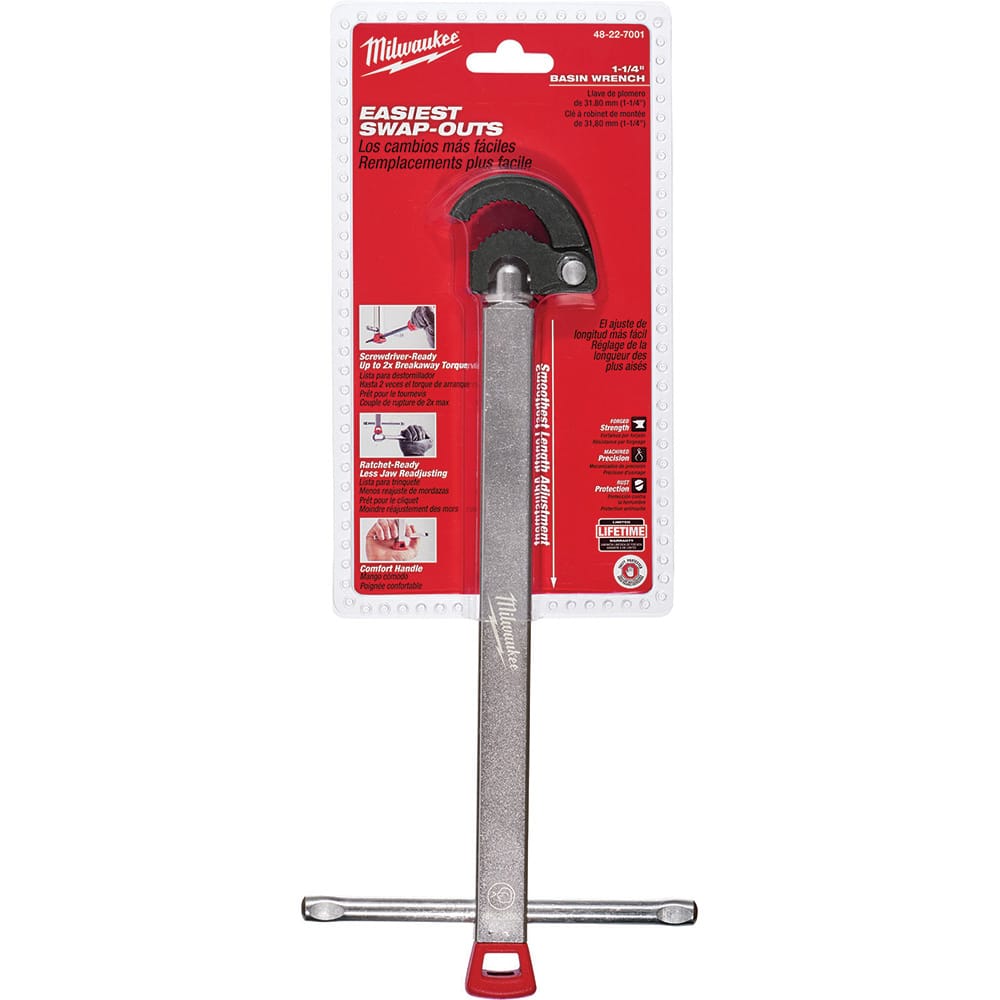 Basin Wrenches; Style: Basin Wrench; Overall Length (Inch): 14.60; Minimum Pipe Capacity: 1/8; Maximum Pipe Capacity (Inch): 1-1/4; Material: Metal; Material: Metal