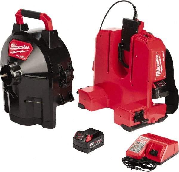 Milwaukee Tool - 18V Battery Battery Drain Cleaning Machine - For 1-1/4" to 4" Pipe - Exact Tool & Supply