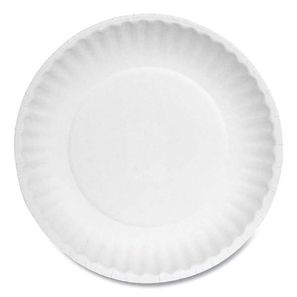AJM Packaging Corporation - Paper Plates, 6" Diam, White, Bulk Pack, 1000/Carton - Exact Tool & Supply