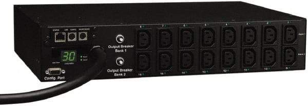 Tripp-Lite - 16 Outlets, 208/240 Volts, 30 Amps, 10' Cord, Power Outlet Strip - Rack Mount, 5-15/20R NEMA Configuration, 19" Strip - Exact Tool & Supply