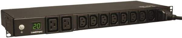 Tripp-Lite - 10 Outlets, 200/240 Volts, 20 Amps, 12' Cord, Power Outlet Strip - Rack Mount, 5-15/20R NEMA Configuration, 19" Strip - Exact Tool & Supply