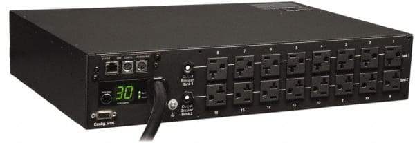 Tripp-Lite - 16 Outlets, 120 VAC30 Amps, 10' Cord, Power Outlet Strip - Rack Mount, 5-15/20R NEMA Configuration, 19" Strip - Exact Tool & Supply
