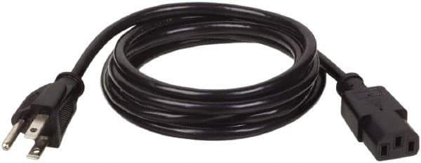 Tripp-Lite - 10', 18/3 Gauge/Conductors, Black Indoor Replacement Cord - 0 Receptacles, 10 Amps, 120 VAC, UL SJT, NEMA 5-15P - Exact Tool & Supply