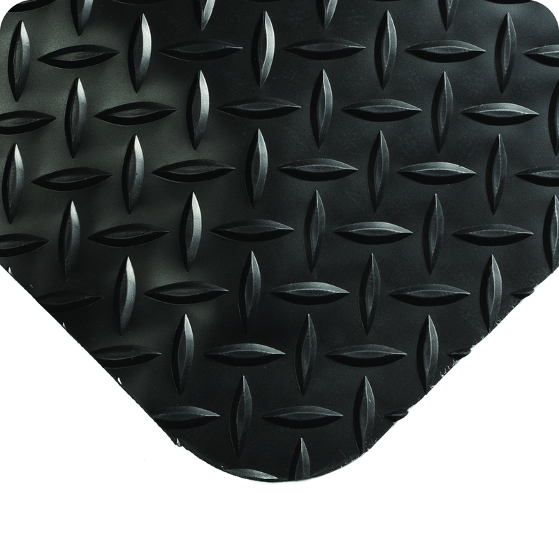 Diamond Plate SpongeCote Floor Mat - 2' x 3' x 9/16" Thick - (Black Anti-Fatigue) - Exact Tool & Supply